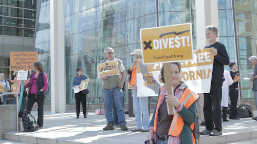 Activists in Sacramento, CA demonstrate in favor of divestment