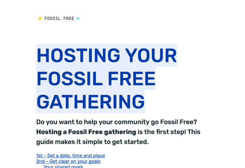 Fossil Free Gathering, Host's Guide